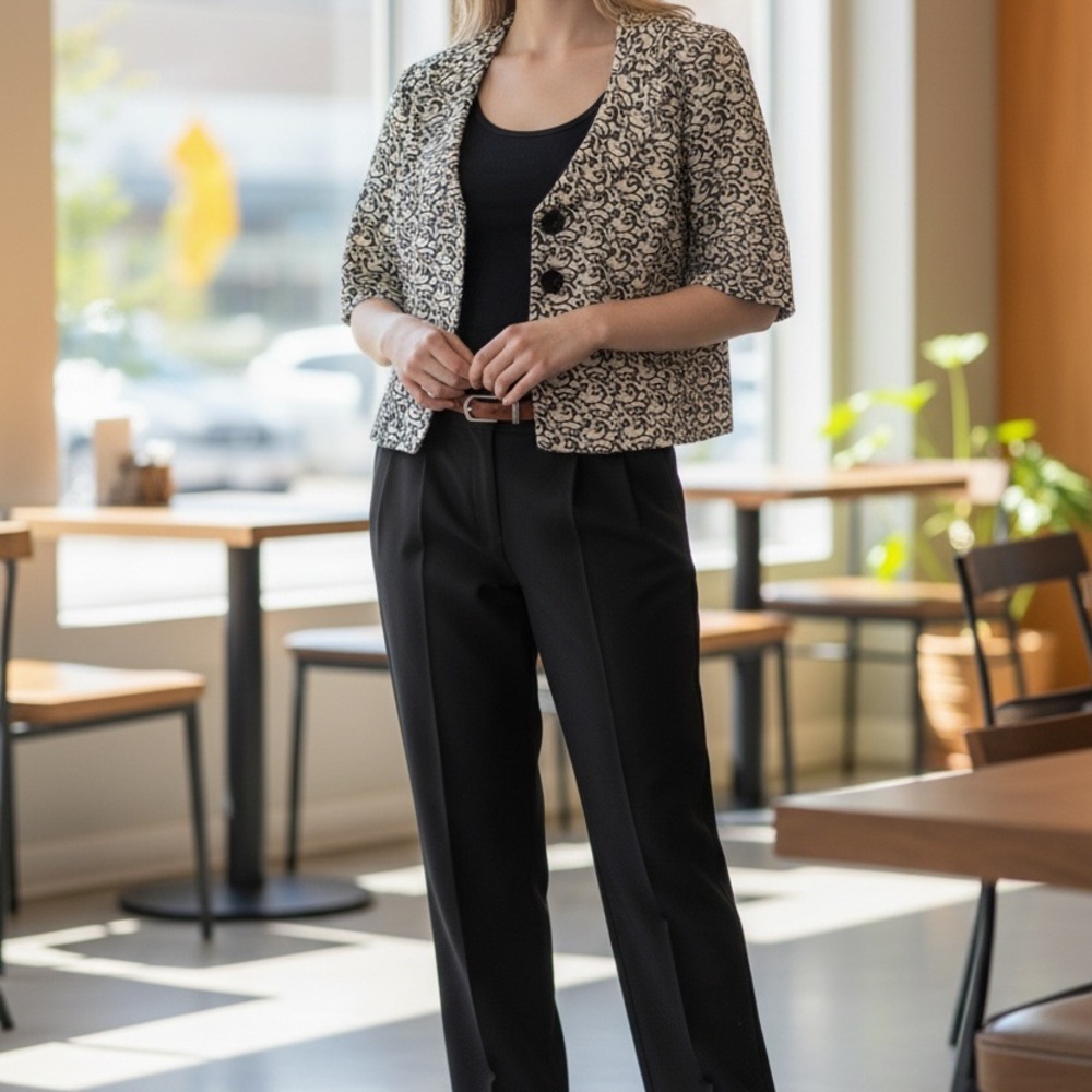 NWOT Nine West Suit: Patterned Jacket and Tailored Straight Pants